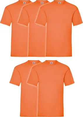 Produktbild von 5er Pack Fruit of the Loom Valueweight T-Shirt + GRATIS MyShirt Stoffbeutel Farbe: orange Größe: XL