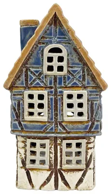 Produktbild von Clayre & Eef Teelichthalter Haus Blau Keramik