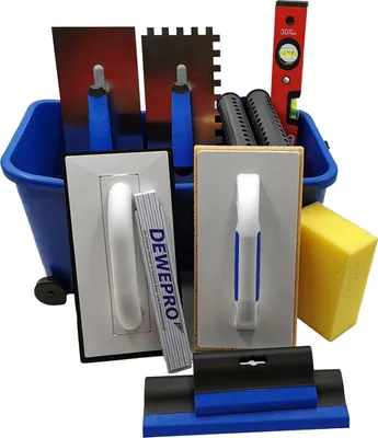 Produktbild von DEWEPRO Profi Fliesenleger Waschset 13-teilig 16l Box Werkzeug Zubehör