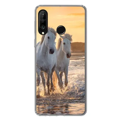Produktbild von MuchoWow® Handyhülle Schutzhülle Hülle für Huawei P30 Lite Pferde - Wasser - Strand - Tiere Silikon Softcase Handy Hülle - Handyhülle