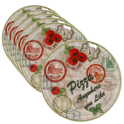 Zdjęcie produktu dla zestaw 6 talerzy do pizzy Moscow zielony Ø 33 cm talerz do serwowania XL porcelana