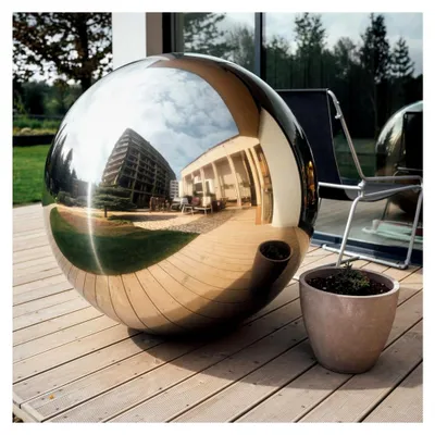 Produktbild von Dekokugel Garten D:40cm, Edelstahlkugeln für außen, winterfest, Teichkugeln, Schwimmkugel aus Edelstahl