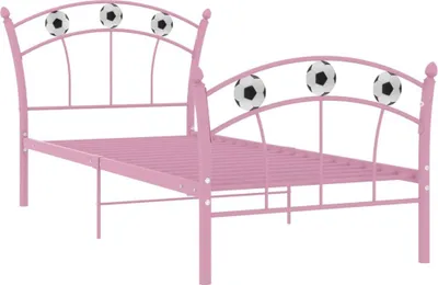 Obrázok produktu pre vidaXL Jednolôžková posteľ s futbalovým dizajnom Ružový kov 90x200 cm