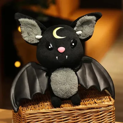 Produktbild von Fledermaus Kuscheltier 30 cm - Schwarz Plüschtier Mond Nacht Stofftier