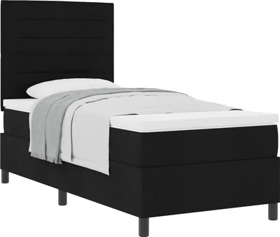 Produktbild von Boxspringbett mit Matratze Schwarz 90 x 190 cm Stoff