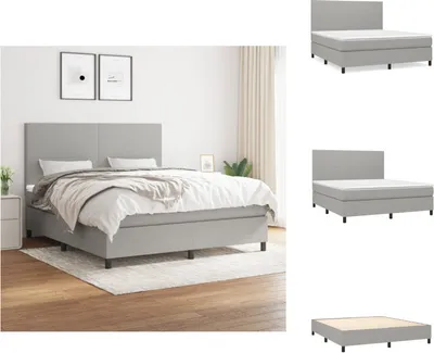 Immagine prodotto di vidaXL Letto a molle con materasso grigio chiaro 180x200 cm in tessuto - Letti & strutture letto