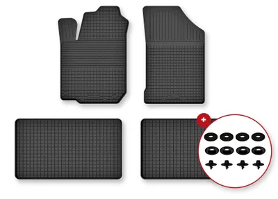 Image de Tapis de sol en caoutchouc pour Volkswagen Sharan I 1995-2010 (monospace) – 4 pièces, noirs, semi-universel, adapté