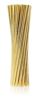 Produktbild von 24 goldene Eco Papier Trinkhalme, 19,7 cm lang, 6 mm Durchmesser