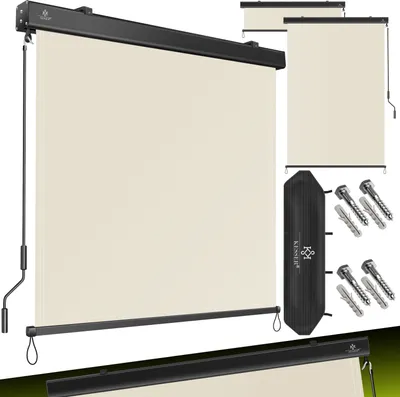 Produktbild von KESSER® Senkrechtmarkise Außenrollo Handkurbelmechanismus Balkonrollo Sonnen & Sichtschutz Beschattung Sonnenschutz Außen Rollo mit Kurbel Markisenkasten Balkon & Terrasse Inkl. Montageset & Abdeckung