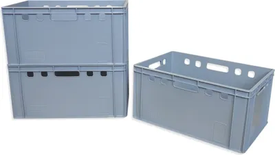 Produktbild von 3 x Eurofleischerkiste Vorratsbox E3 Kiste Behälter Gemüsekiste stabelbar Farbe grau (3xE3 grau)