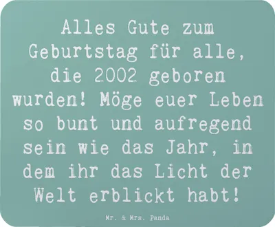 Produktbild von Mr. & Mrs. Panda Mousepad Spruch 2002 Geburtstag - Meeresbrise - Geschenk, Mouse Pad, Mauspad, laptop, Glückwunsch, geboren, mausteppich, feiern, Alter, Happy Birthday
