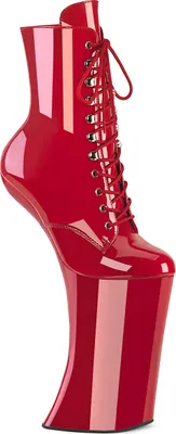 Produktbild von FORBIDDEN-1020 Pleaser Damen High Heels absatzlose Plateaustiefeletten rot Lack