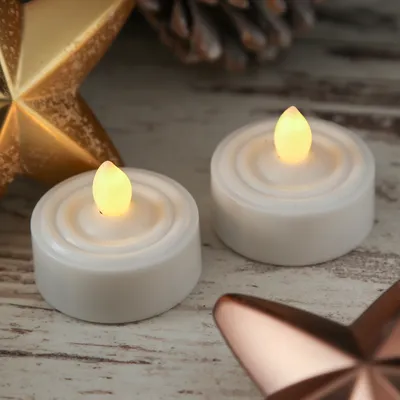 LED Teelicht 'Paulo' - warmweiße flackernde Flamme - Batteriebetrieb - Timer - H: 2,9cm - 2er Set