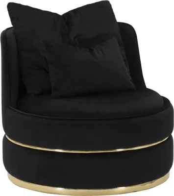 Sessel Poltrona 84 x 72 x 84 cm Pinie Sperrholz Plastik Polyester Schwarz Gold_Natur24