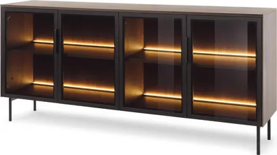 Immagine prodotto di Credenza FURNLUX Lumi in rovere scuro e nero 181 cm / Colore principale: marrone / Dimensioni: 181 x 83 x 39 cm