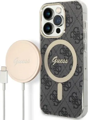 Obrázek produktu pro Guess Set Magsafe Nabíječka + Obal Pro Iphone 13 Pro Max 6.7 Černý 4G Print (Gubpp13Xh4Eacsk)