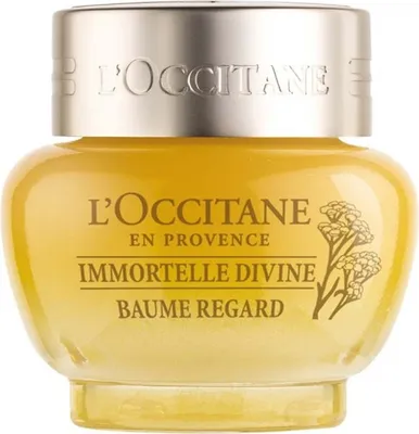 Zdjęcie produktu dla L'Occitane Immortelle Divine, Balsam do oczu, Krem przeciwzmarszczkowy, Ujędrniający, Nawilżający, Słoiczek, AQUA/WATER - BUTYROSPERMUM PARKII (SHEA) BUTTER - COCO-CAPRYLATE/CAPRATE - GLYCERIN - ROSA..., Francja, 15 ml