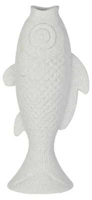 Tafelvaas in Fischform, Keramik, weiß, 15x9x30 cm