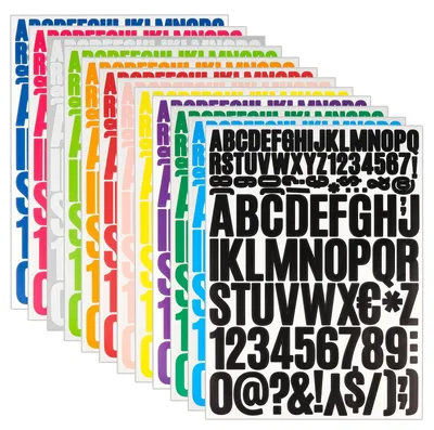 Buchstabenaufkleber, 1224 Stück, 10 Bögen, Vinyl, wasserfest, bunt