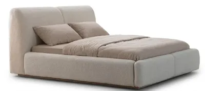 Produktbild von Beiges Bett  s Bett mit gepolstertem Kopfteil Schlafzimmermöbel