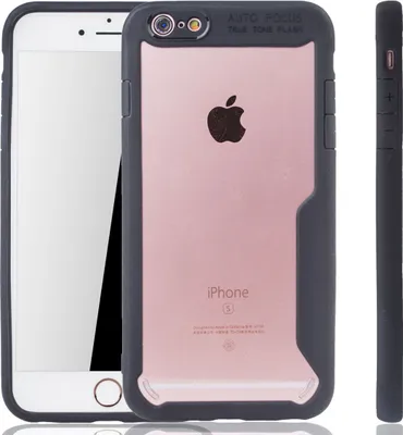 Produktbild von Schwarze Premium Apple iPhone 6 / iPhone 6s Hybrid-Editon Hülle | Unterstützt Kabelloses Laden | aus edlem Acryl mit weichem Silikonrand Schwarz