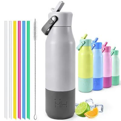 Produktbild von Mulbijeo 900ml Edelstahl Trinkflasche Mit Silikon-Griff – Doppelwandig Isolierte