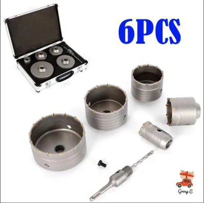 Imagen del producto de Juego de brocas para cincel, 6 piezas - Diámetro de 40-120 mm - Adaptador SDS Plus