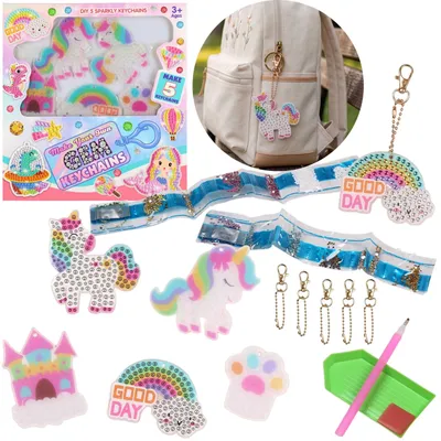Produktbild von Kreatives SET zum Basteln von Schlüsselanhängern EINHÖRNER, DIY-Set FÜR KINDER 3+