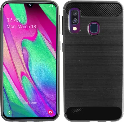 Obrázek produktu pro Silikonové pouzdro Carbon kompatibilní s pouzdrem SAMSUNG GALAXY A40 (A405F) TPU Soft Mobile Phone Case Cover Protective Cover Black