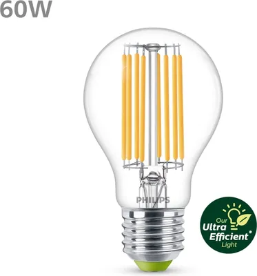 Produktbild von Philips Filament-Lampe, transparent, 60 W, A60 E27 x 3, 4 W, 60 W, E27, 840 lm, 50000 h, Warmweiß