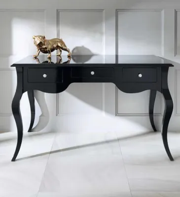 Produktbild von Schwarzer Schreibtisch Büro Stil Tisch Schreibtische Barock Rokoko Holz Tische