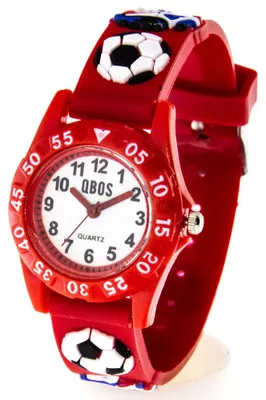 Produktbild von Kinderuhr Qbos Fußballmotiv rot