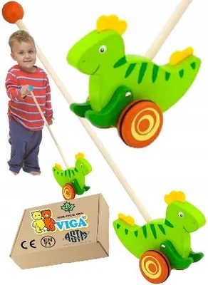 Produktbild von Viga Dinosaurier Lauflernhilfe Holz bunt Kinder