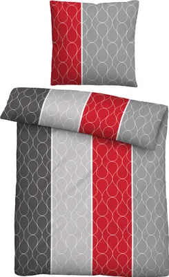 Produktbild von Traumhaft schlafen - Castell - Markenbettwäsche PolyBaumwolle Renforce Bettwäsche 0460128 STREIFEN-WELLE color: sturmgrau, size: 1x 135x200 cm + 1x 80x80 cm