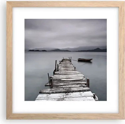 Produktbild von Gerahmtes Poster - Rahmen in heller Eiche - Brücke See - 30x30 cm - Wand Bild - Wanddeko - Wandbilder - Kunstposter - Wandposter - Bilderrahmen - Bilder - Kunstdruck - Wandbild - P2NAC30x30-3547