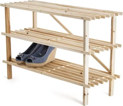 Produktbild von Holz-Schuhregal SAMUEL 74 x 48,5 x 26 cm, 3 Fächer