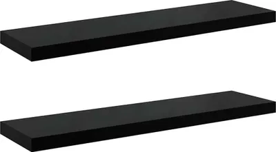 Immagine prodotto di vidaXL Mensole galleggianti 2 pz. Nero lucido 90x23,5x3,8 cm MDF