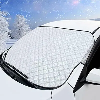 Produktbild von PolkaHome® Windschutzscheibenabdeckung Auto Sonnenschutz Frostschutz Winter Autoabdeckung Universal 150 x 100 cm - Schwarz