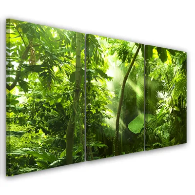 Produktbild von Triptychon auf leinwand grüne landschaften 150x100 cm Feeby grün wandbild bereit zum aufhängen