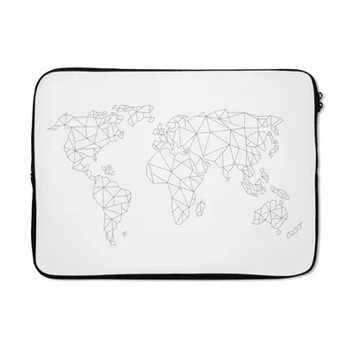 Produktbild von MuchoWow® Laptop Hülle 13 Zoll Weltkarte - Einfach - Schwarz - Weiß - Kinder - Jungen - Mädchen Laptoptasche - Laptophülle - Sleeve - Rundumschutz