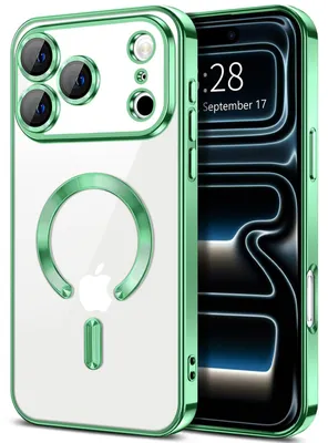 Produktbild von Weiche Klar Hülle für iPhone 17 Pro Max, Kameraschutz, Kompatibel mit MagSafe, Elektroplattiert TPU Handyhülle hellgrün