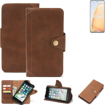 Produktbild von K-S-Trade Handyhülle kompatibel mit Vivo Y28 4G Schutz Hülle Walletcase Bookstyle Tasche Case Handytasche Wallet Flipcase Cover PolyurethanBraun (1x)