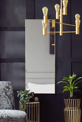 Moderner Design-Wandspiegel, Gold, 153 x 61,5 cm