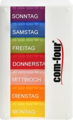Produktbild von com-four® Medikamentendosierer 7 Tage - BESSER LESBAR - Medikamenten-Box (Morgens, Mittags, Abends) - Pillendose - Tablettendose - Wochendosierer