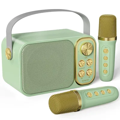 Produktbild von Karaoke Maschine mit 2 Mikrofonen, Mini Karaoke Anlage mit 7 Stimmeffekten, tragbare Bluetooth Karaoke Lautsprecher für Kinder & Erwachsene