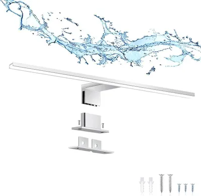 Produktbild von LED Spiegellicht, 12W, 600mm Spiegelleuchte, Kaltweiß 6000K, IP44, Ohne Bohren, Badezimmer