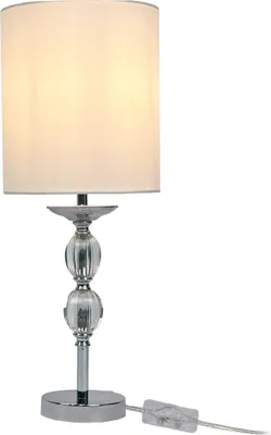 Obrázok produktu pre Stolná lampa Relaxdays, sklenená základňa, látkový tienidlo, E27, VxŠ: 50 x 18,5 cm, krištáľový dizajn, stolná lampa s káblom, biela/strieborná