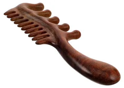 Produktbild von Kamm aus Sandelholz zur Kopfhautmassage mit breiten Zähnen