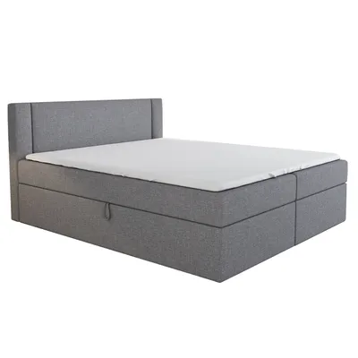 Produktbild von Boxspringbett ALI 140 x 200 mit 2 Bettkästen, Bonell-Matratze und Topper. Farbe: Grau