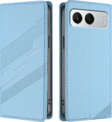 Produktbild von Hülle für OnePlus Nord 4, Kunstleder Brieftaschen Handyhülle mit Kartenfach und Standfunktion Hellblau
